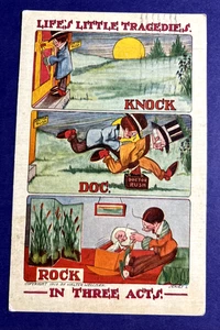 Postcard Walter Wellman Life's Little Tragedies In Three Acts Knock/Doc/Rock - Picture 1 of 5