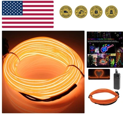 EL Wire Battery Pack 16.4ft / 5m Bright Neon Light Strip 360° Illumination Ne... - Image 1 of 4