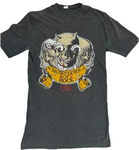 Vintage Monsters Of Rock Shirt Mens Small Black 1983 Whitesnake D10 ZZ Top 80s - Picture 1 of 11