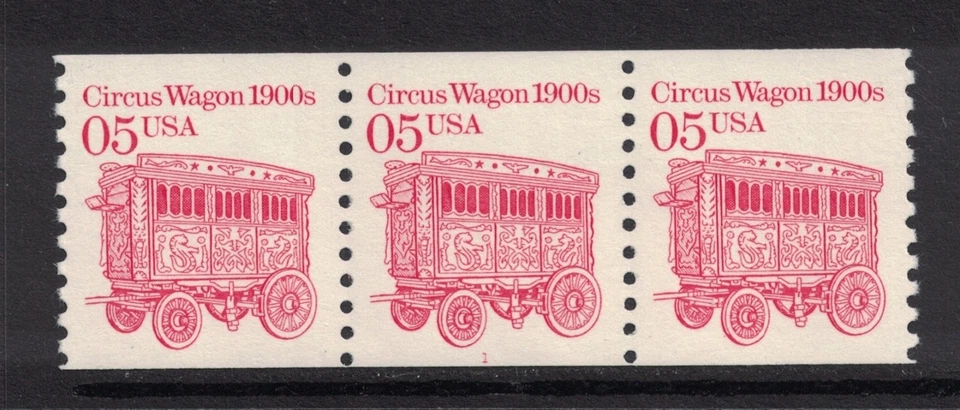 Scott 2452- MNH- Plate Number Strip of 3, #1- 5c Circus Wagon 1900s- mint PNC3 - Image 1 of 1