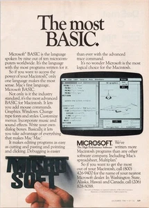 Microsoft BASIC Vintage Print Ad Macintosh Software December 1984 - Picture 1 of 1