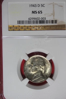1943 D NGC 5C MS65 JEFFERSON NICKEL #B50851 - Image 1 of 2