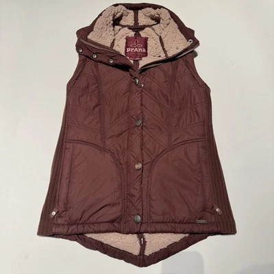 prAna Invierno Diva Chaleco Esponjoso Bolsillos Laterales con Cremallera Para Mujer Talla Pequeña Púrpura Foto 1 de 4