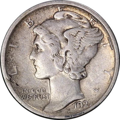 1921-D Mercury Dime VF Details Key Date Decent Eye Appeal Nice Strike