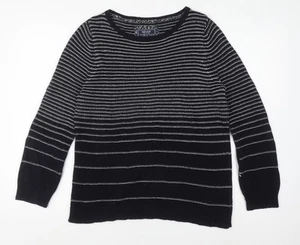 Maine New England Women's Black Striped Jumper Size 16 - Picture 1 of 12