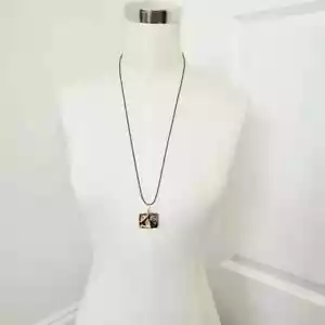 OOAK Black Multi Handblown Glass Rectangular Pendant NIB Artsy Indie Gift Party - Picture 1 of 5