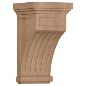 Ekena Millwork COR05X05X10FLRW Fluted Wood Corbels 5 1/2"W x 5 1/2"D x 10"H R... - Picture 1 of 4
