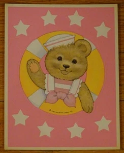 VINTAGE 1983 HALLMARK LARGE TEDDY BEAR SAILOR GIRL & STARS STICKER SHEET - Picture 1 of 2