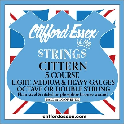 CLIFFORD ESSEX CITTERN STRINGS. OCTAVE/DOUBLE. 5 COURSES. VARIOUS GAUGES. - Image 1 of 2