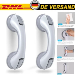 2 Haltegriffe für Senioren Badezimmer Haltegriff Dusche ohne Bohren mit Saugnapf - Bild 1 von 13