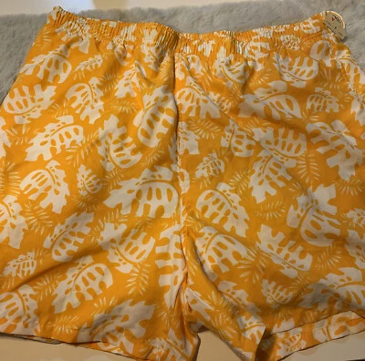NWT Mens Size XL Trader Bay Yellow Tropical Shorts Swim Trunks Athletic Baggy - Image 1 of 4