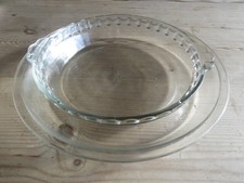 2 x VINTAGE jaj Pyrex torta rotondo in vetro trasparente/piatti da forno, Conchiglia & Perna CERCHIONI