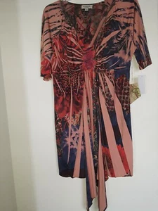 One World Womens Dress Multi Print  Sublimation Elbow Sleeve Size Large  - Picture 1 of 3