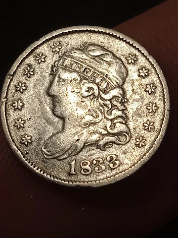 1833 5c Liberty Cap Half Dime 90% Silver excellent condition!! Cover
