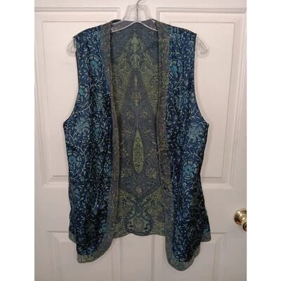 Chaleco reversible de cuero y seda estampado único raro para mujer talla L/XL Foto 1 de 4