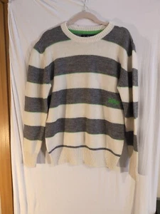 Vintage 90s Skater Billabong Striped Knitted Wool Sweater Mens Size Medium - Picture 1 of 6