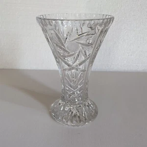 Vintage Cut Crystal Glass Vase 9” Tall x 5.5” Wide Floral Flower Sunflower Heavy - Picture 1 of 10
