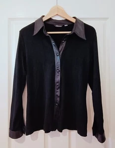 GUESS Black Shirt Women's Size L Fitted Style Long Sleeve Button Down VINTAGE - Picture 1 of 6