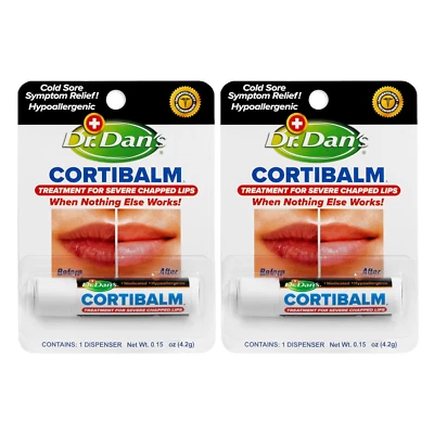 Pacote com 2 Cortibalm para lábios rachados secos - Bálsamo de cura para todas as idades - Imagem 1 de 4