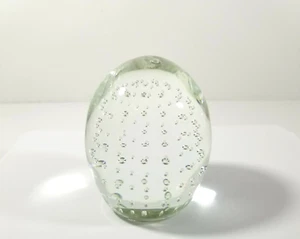 John Gentile Glass W VA Paperweight Clear Crystal Controlled Bubbles - Picture 1 of 3