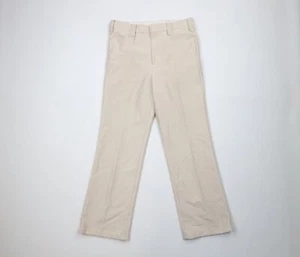 Vtg 70s Streetwear Mens 33x30 Distressed Knit Flared Bell Bottoms Pants Beige - Picture 1 of 14