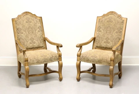 BERNHARDT Rustic Italian Style Dining Captain's Armchairs - Pair Cover