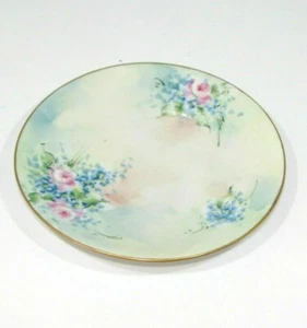 Oscar & Edgar Gutherz Blue and Pink Floral Hand Painted Ceramic Plate Pre-Own - Picture 1 of 3