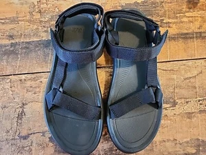 Teva Mens Hurricane All Black Sandals Straps Size 10 Never Worn - Picture 1 of 8