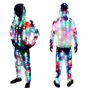 LED Party Suit Pants + Jacket Rave Colorful Shirt Costume Festival Glowing Glow - Picture 1 of 11