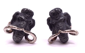 Deakin & Francis Sterling Silver Gray Enamel Wooly Mammoth Men's Cufflinks - Picture 1 of 7