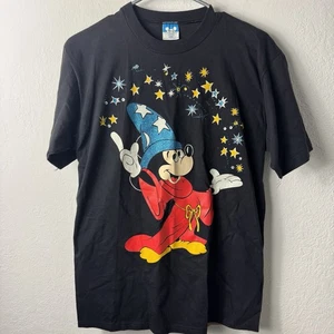 Vintage 90s Disneyland Sorcerer Mickey Mouse Shirt Fantasia Size Large - Picture 1 of 8