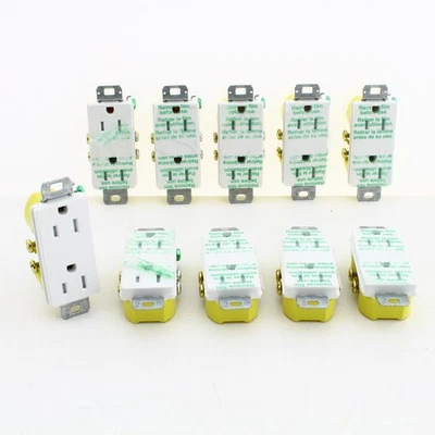 10 Hubbell White Tamper Resistant Decorator PANEL Receptacles 15A Earless - Image 1 of 4
