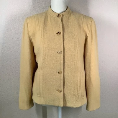 Chaqueta Blazer Vintage Genuina Cabello Camel Dinero Antiguo Minimalista Silenciosa Lujo Talla 8 Foto 1 de 4