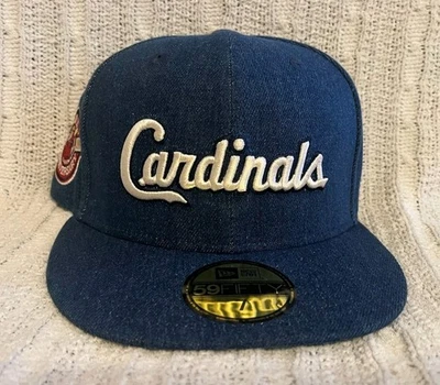 Boné chapéu azul jeans St Louis Cardinals New Era 59fifty ajustado tamanho 7 MLB - Imagem 1 de 4