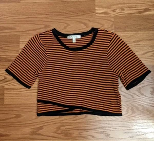 Closet Space Striped Cropped Top Tee Women Sz Lrg Y2K Grunge Indie Sleeze 90s - Picture 1 of 6