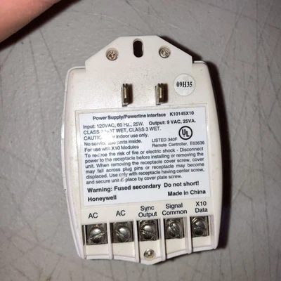 Honeywell 9V Transformer K10145X10 Power 25VA For X10 Modules Alarm Panel Part - Image 1 of 4