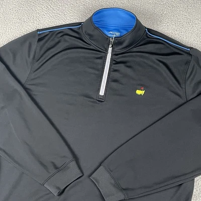 Pulôver masculino Masters Tech extra grande preto com zíper golfe logotipo nacional Augusta - Imagem 1 de 4