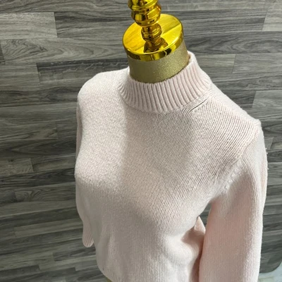 Suéter Pullover Rosa Tejido Lana Cuello Simulado ANN TAYLOR LOFT Para Mujer Talla Grande Foto 1 de 4