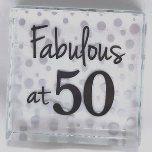 Fabulous at 50 Birthday 8cm x 8cm Glass Plaque - Bild 1 von 1
