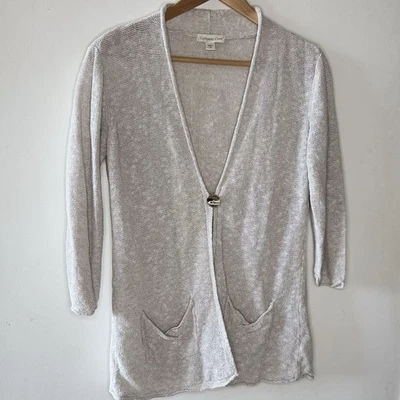 Coldwater Creek Women’s Linen & Cotton Cream Loose Knit Long Cardigan SMA Boho - Image 1 of 4