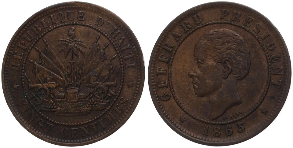 Republique D'Haiti - Un 1 Centime 1886 - Bronze, 5g, Ø 25mm Km#48 - Image 1 of 1