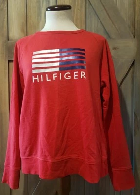 Suéter pulôver feminino esporte Tommy Hilfiger tamanho G logotipo vermelho bandeira clássica Y2K - Imagem 1 de 4
