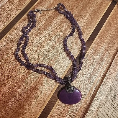 Hermoso collar y colgante de amatista Premier Designs arte para usar hadas boho de colección Foto 1 de 4