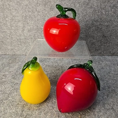 Vidrio Soplado a Mano Vintage Fruta Manzana Pera Melocotón Decoración Regalo Decorativo Foto 1 de 4