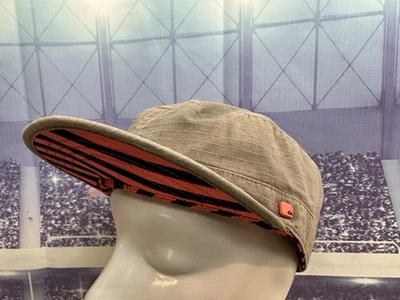 Quicksilver Reversible Cadete Newsboy Gorra Sombrero Rayas Naranja Tostado Foto 1 de 4