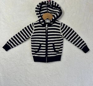 Best & Co medium blue/white 100% cashmere Long sleeve Hoodie Zip girls Size 4 - Picture 1 of 14