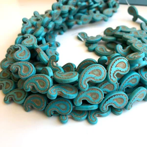 23X Turquoise Blue Beads 20mm Paisley Teardrop Gemstones DIY Necklace Jewellery - Picture 1 of 8