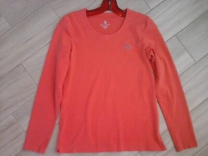 Camiseta Top Tejido Manga Larga Cuello Redondo Rosa Coral Profundo Flor Lila Talla S - Imagen 1 de 4