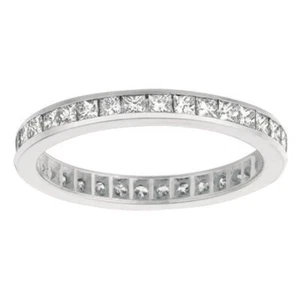 1.16 Carat Natural Diamond Princess Cut Eternity Ring Band G-H SI 14K White Gold - Picture 1 of 1