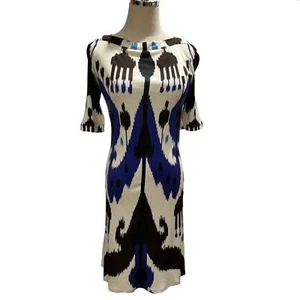 Gucci Designer Italy lkat Tribal Print Ink Blot Silk Dress Small/ US 4/ IT 40 - Picture 1 of 12